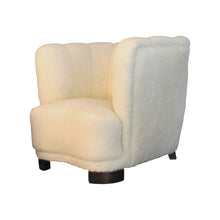 Load image into Gallery viewer, Swedish, 1930s art deco single club armchair newly upholstered in lambskin fabric