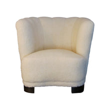 Load image into Gallery viewer, Swedish, 1930s art deco single club armchair newly upholstered in lambskin fabric