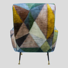 Load image into Gallery viewer, Italian mid century Zanuso style Armchair in Multicolor geometric Pattern upholstery