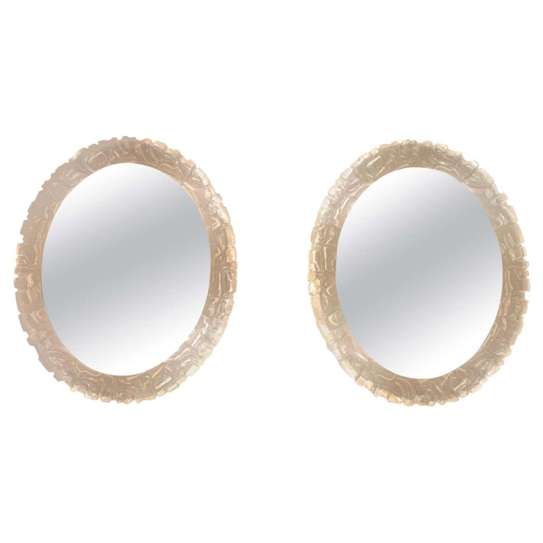 1970s Illuminated Oval Erco Lucite Wall Mirror.  3 available.
