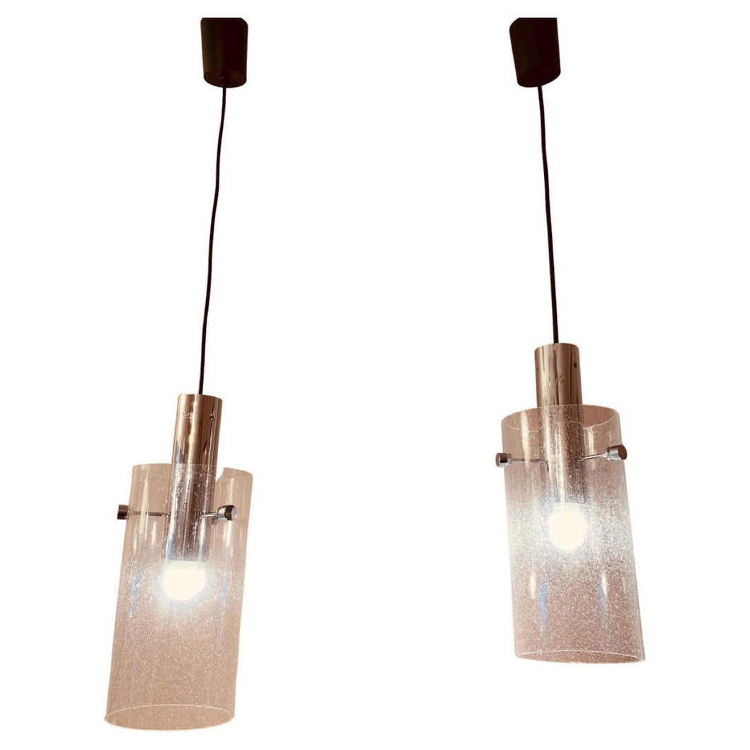 Pair of 1970s Glashütte Limburg Hanging Lights