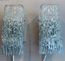 Load image into Gallery viewer, Pair of Small 1960s Kalmar Waved Glass Wall Lights