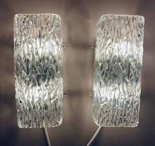 Load image into Gallery viewer, Pair of Small 1960s Kalmar Waved Glass Wall Lights