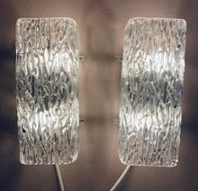 Load image into Gallery viewer, Pair of Small 1960s Kalmar Waved Glass Wall Lights