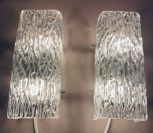 Load image into Gallery viewer, Pair of Small 1960s Kalmar Waved Glass Wall Lights