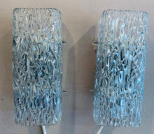 Load image into Gallery viewer, Pair of Small 1960s Kalmar Waved Glass Wall Lights