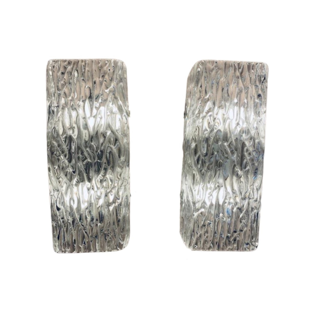 Pair of Small 1960s Kalmar Waved Glass Wall Lights