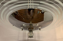 Load image into Gallery viewer, 1950s Art Deco Chrome & Glass Saturn Ring Chandelier