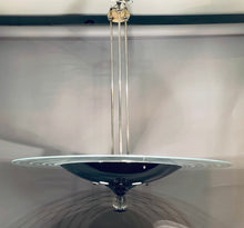 Load image into Gallery viewer, 1950s Art Deco Chrome & Glass Saturn Ring Chandelier