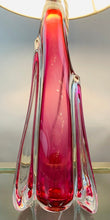 Load image into Gallery viewer, 1950s Val St Lambert Pink & Clear Glass Table Lamp
