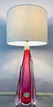Load image into Gallery viewer, 1950s Val St Lambert Pink & Clear Glass Table Lamp