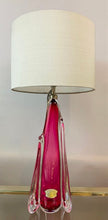 Load image into Gallery viewer, 1950s Val St Lambert Pink & Clear Glass Table Lamp