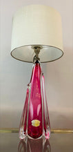 Load image into Gallery viewer, 1950s Val St Lambert Pink & Clear Glass Table Lamp
