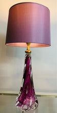 Load image into Gallery viewer, 1950s Val St Lambert Purple Twisted Glass Lamp Base