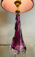 Load image into Gallery viewer, 1950s Val St Lambert Purple Twisted Glass Lamp Base