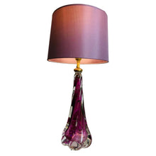 Load image into Gallery viewer, 1950s Val St Lambert Purple Twisted Glass Lamp Base