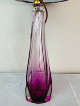 Load image into Gallery viewer, 1950s Val St Lambert Purple & Clear Glass Table Lamp
