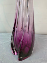 Load image into Gallery viewer, 1950s Val St Lambert Purple & Clear Glass Table Lamp