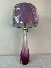 Load image into Gallery viewer, 1950s Val St Lambert Purple & Clear Glass Table Lamp