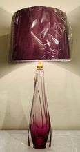 Load image into Gallery viewer, 1950s Val St Lambert Purple & Clear Glass Table Lamp