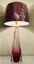 Load image into Gallery viewer, 1950s Val St Lambert Purple & Clear Glass Table Lamp