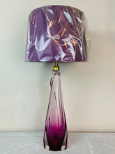 Load image into Gallery viewer, 1950s Val St Lambert Purple & Clear Glass Table Lamp