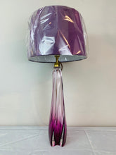Load image into Gallery viewer, 1950s Val St Lambert Purple & Clear Glass Table Lamp