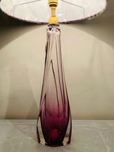 Load image into Gallery viewer, 1950s Val St Lambert Purple & Clear Glass Table Lamp
