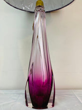 Load image into Gallery viewer, 1950s Val St Lambert Purple & Clear Glass Table Lamp