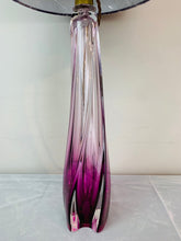 Load image into Gallery viewer, 1950s Val St Lambert Purple & Clear Glass Table Lamp