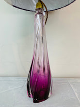 Load image into Gallery viewer, 1950s Val St Lambert Purple & Clear Glass Table Lamp