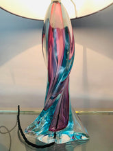 Load image into Gallery viewer, 1950s Val St Lambert Turquoise Glass Lamp