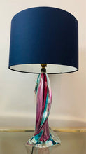 Load image into Gallery viewer, 1950s Val St Lambert Turquoise Glass Lamp