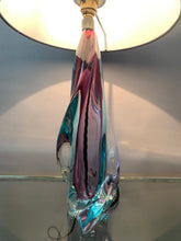Load image into Gallery viewer, 1950s Val St Lambert Turquoise Glass Lamp