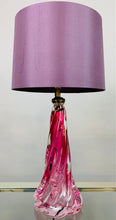 Load image into Gallery viewer, 1950s Val St Lambert Pink Twisted Glass Lamp Base