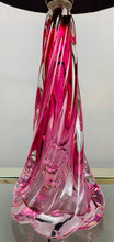 Load image into Gallery viewer, 1950s Val St Lambert Pink Twisted Glass Lamp Base