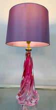 Load image into Gallery viewer, 1950s Val St Lambert Pink Twisted Glass Lamp Base