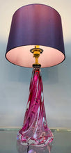 Load image into Gallery viewer, 1950s Val St Lambert Pink Twisted Glass Lamp Base