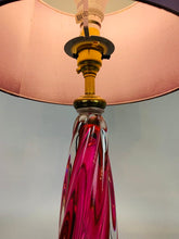 Load image into Gallery viewer, 1950s Val St Lambert Pink Twisted Glass Lamp Base