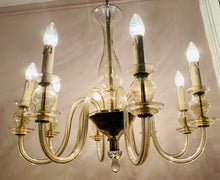 Load image into Gallery viewer, 1950s Czech Crystal Glass 8 Arm Chandelier