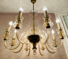 Load image into Gallery viewer, 1950s Czech Crystal Glass 8 Arm Chandelier
