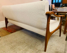 Load image into Gallery viewer, 1950s Danish White Boucle & Cherrywood Sofa