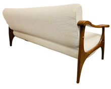 Load image into Gallery viewer, 1950s Danish White Boucle & Cherrywood Sofa