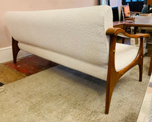 Load image into Gallery viewer, 1950s Danish White Boucle & Cherrywood Sofa