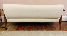 Load image into Gallery viewer, 1950s Danish White Boucle & Cherrywood Sofa