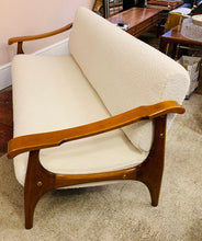 Load image into Gallery viewer, 1950s Danish White Boucle & Cherrywood Sofa