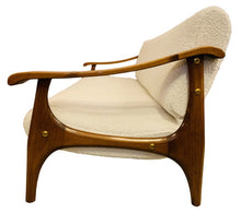 Load image into Gallery viewer, 1950s Danish White Boucle & Cherrywood Sofa