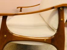 Load image into Gallery viewer, 1950s Danish White Boucle & Cherrywood Sofa