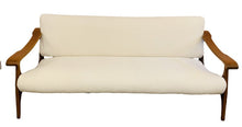 Load image into Gallery viewer, 1950s Danish White Boucle & Cherrywood Sofa