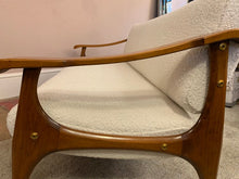 Load image into Gallery viewer, 1950s Danish White Boucle & Cherrywood Sofa